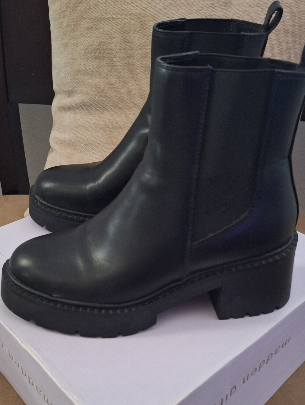 Madden Girl Black Chunky Platform Chelsea Boots